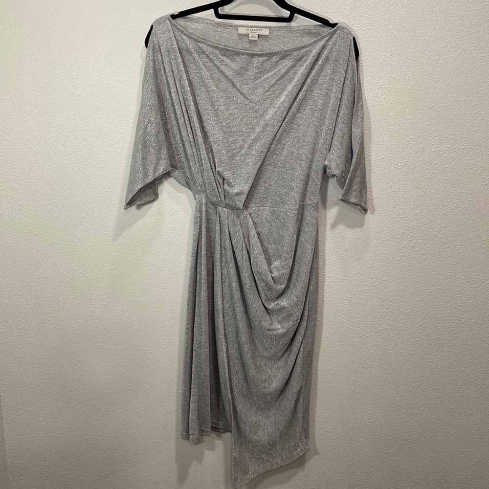 Allsaints Sina Shimmer Dress silver